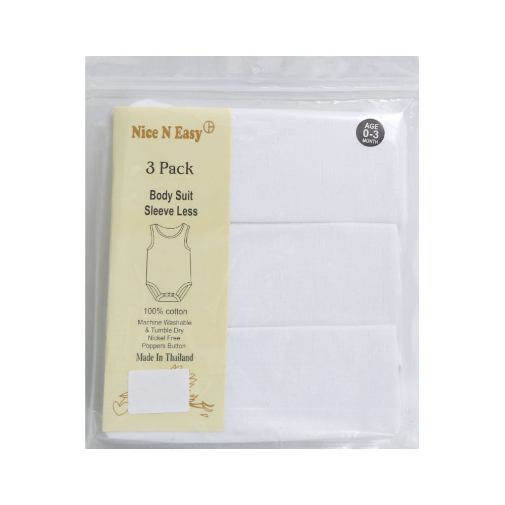 S/L BODY SUIT 3PC PACK NICE & EASY MZS-25 0-3M
