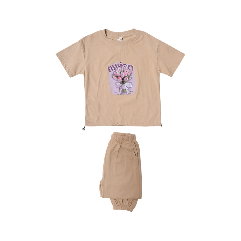 GIRLS S/S 2PC BLOUSE TROUSER SUIT MZS-25 6-7 YEAR 5365 IM/G