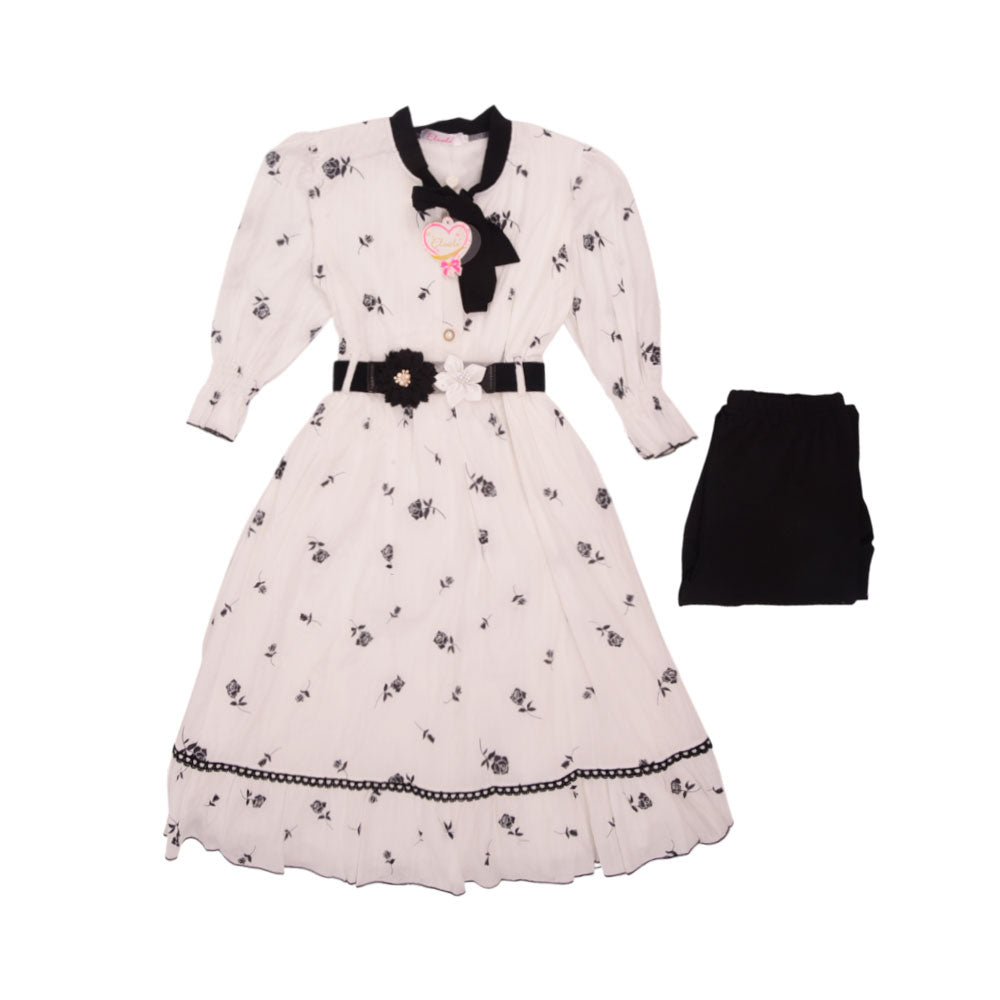 GIRLS L/S 2PC PRINTED FROCK NZS-25 10-11 YEAR 019