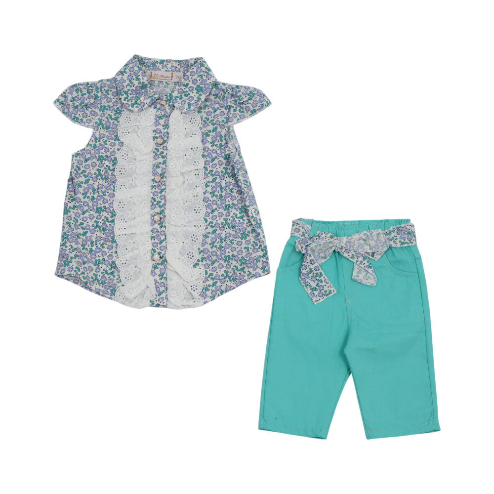 GIRLS CAP/SLV 2PC KNICKER SUIT NZS-25 6-9M 32168 A.G