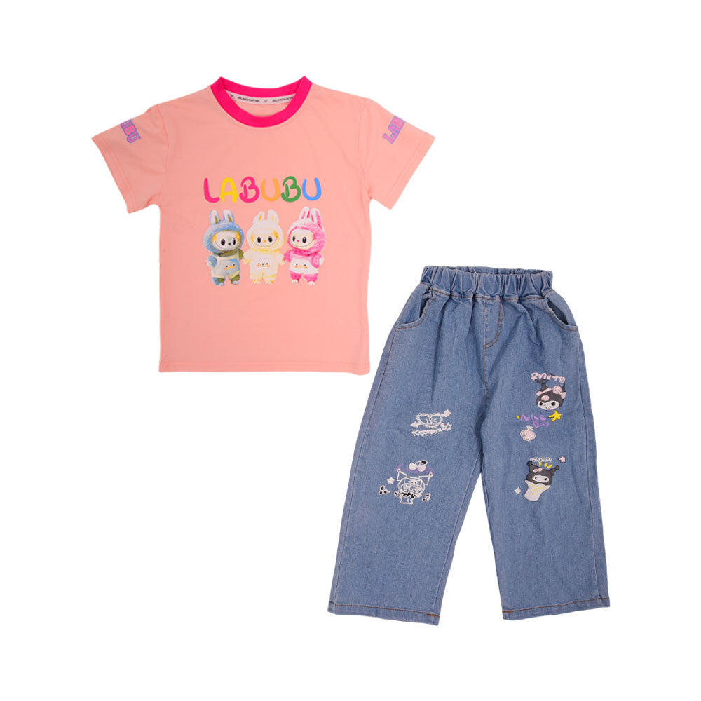 GIRLS S/S 2PC KNICKER SUIT LABUBU KIDS NZS-25 3-4 YEAR D-8 A