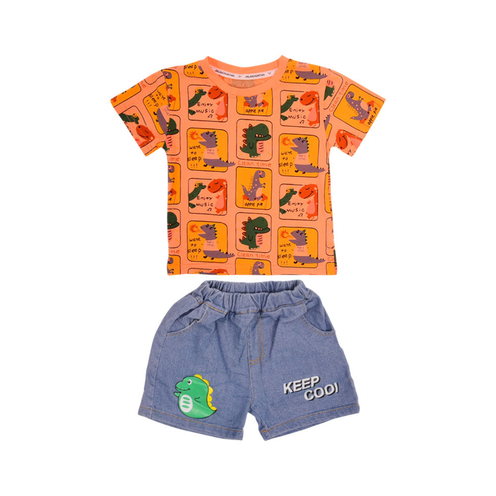 BOYS S/S 2PC TEE+DENIM SUIT LABUBU NZS-25 9-12M A-5 A.G