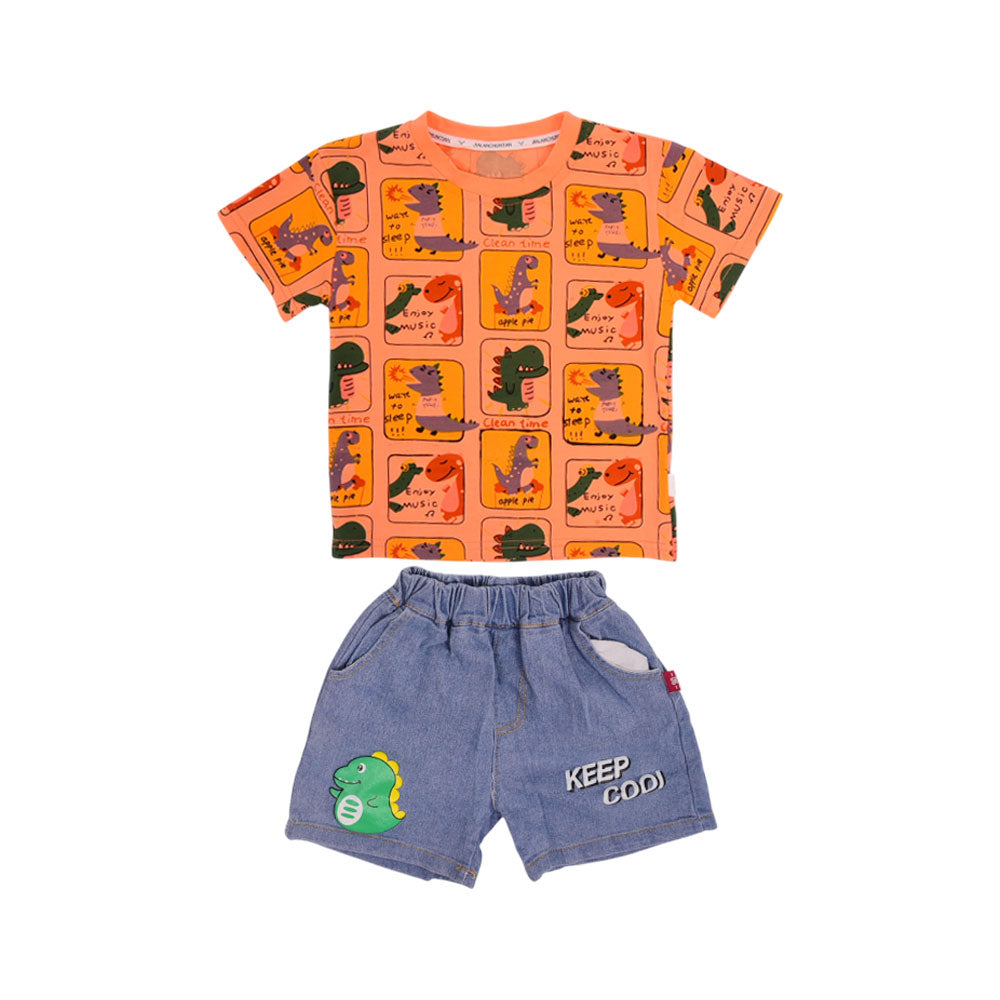 BOYS S/S 2PC TEE+DENIM SUIT LABUBU NZS-25 12-18M A-5 A.G