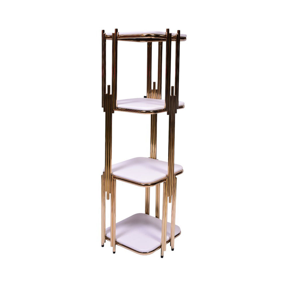 FLOWER STAND GOLDEN FL 4 SHELF SQUARE