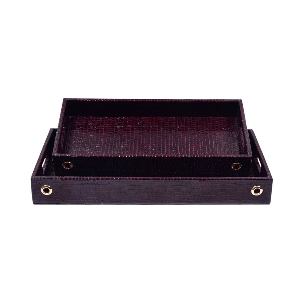 TRAY SET 2PC LEATHER LONG LS-02