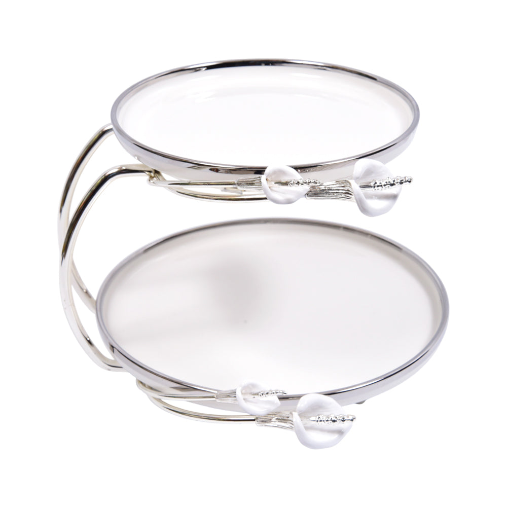 DISH 2 TIER ORCHID WB-1382