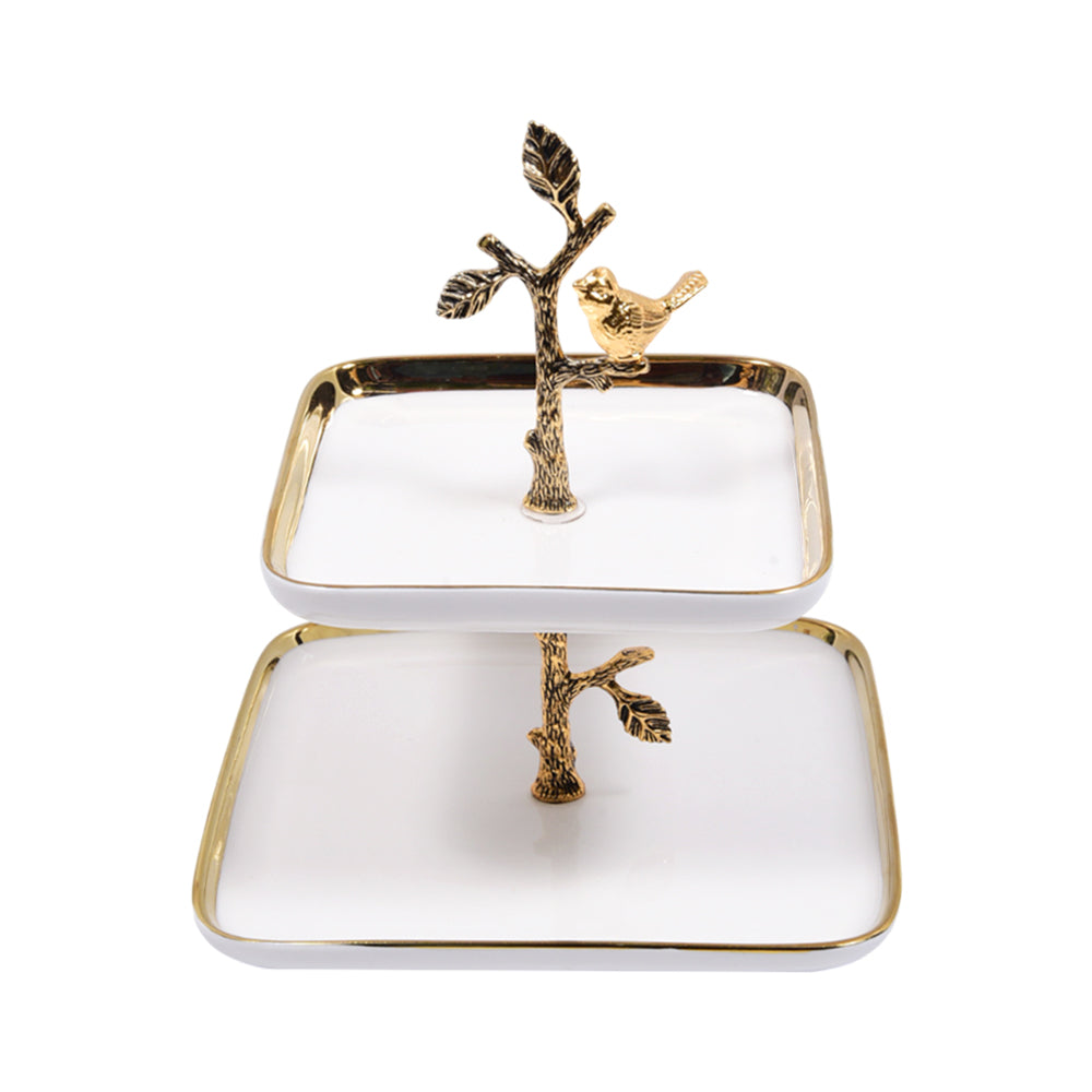 DISH 2 TIER ORCHID WB-1397