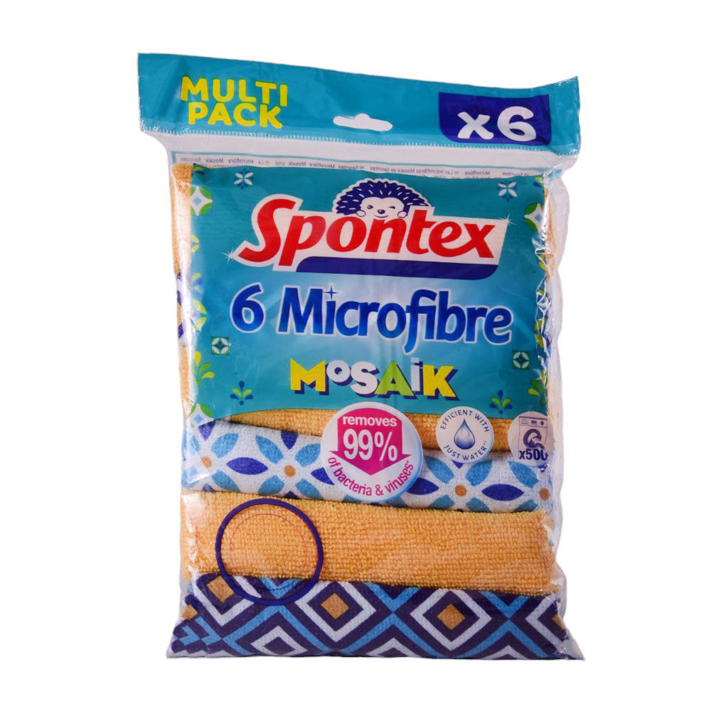 SPONTEX MICROFIBER MOSAIK CLEANING CLOTH 6PCS