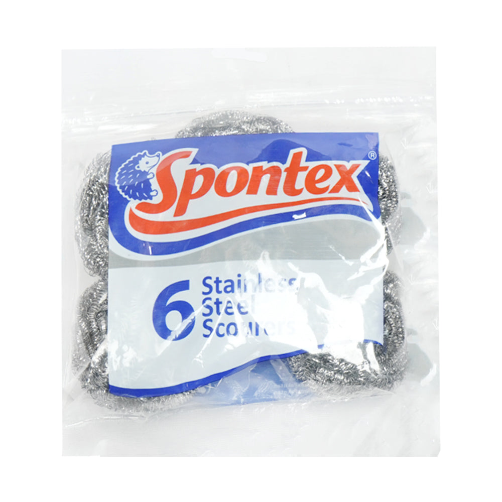 SPONTEX STAINLESS STEEL SCOURERS 6PCS