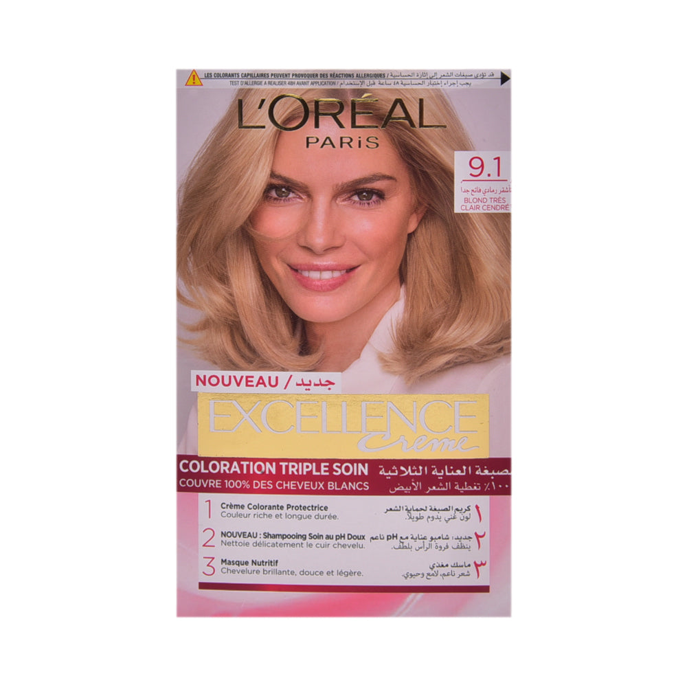 LOREAL EXCELLENCE CREME 9.1 VERY LIGHT ASH BLONDE PC