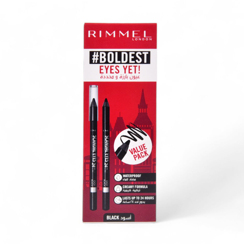 RIMMEL PROMO SCANDLE EYES 24H PENCIL 001 BLACK 2PCS