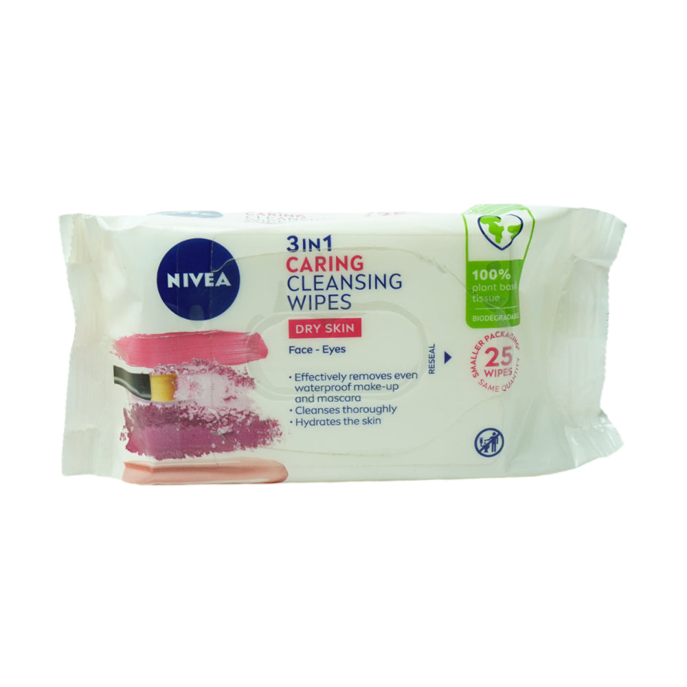 NIVEA BIODEGRANDABLE CLEANSING WIPES DRY SKIN 25S