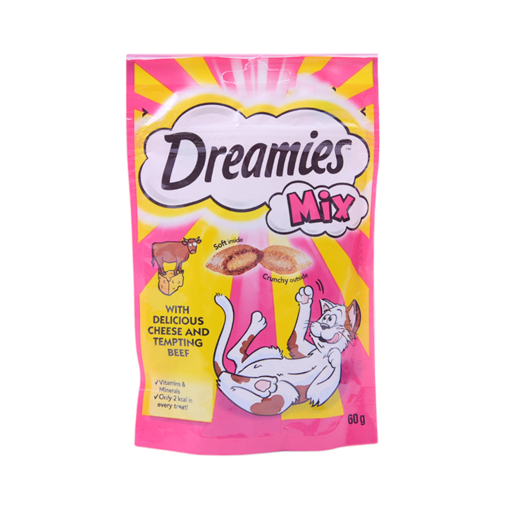 DREAMIES CAT FOOD WITH DELICIOUS CHEESE AND BEEF 60 GM