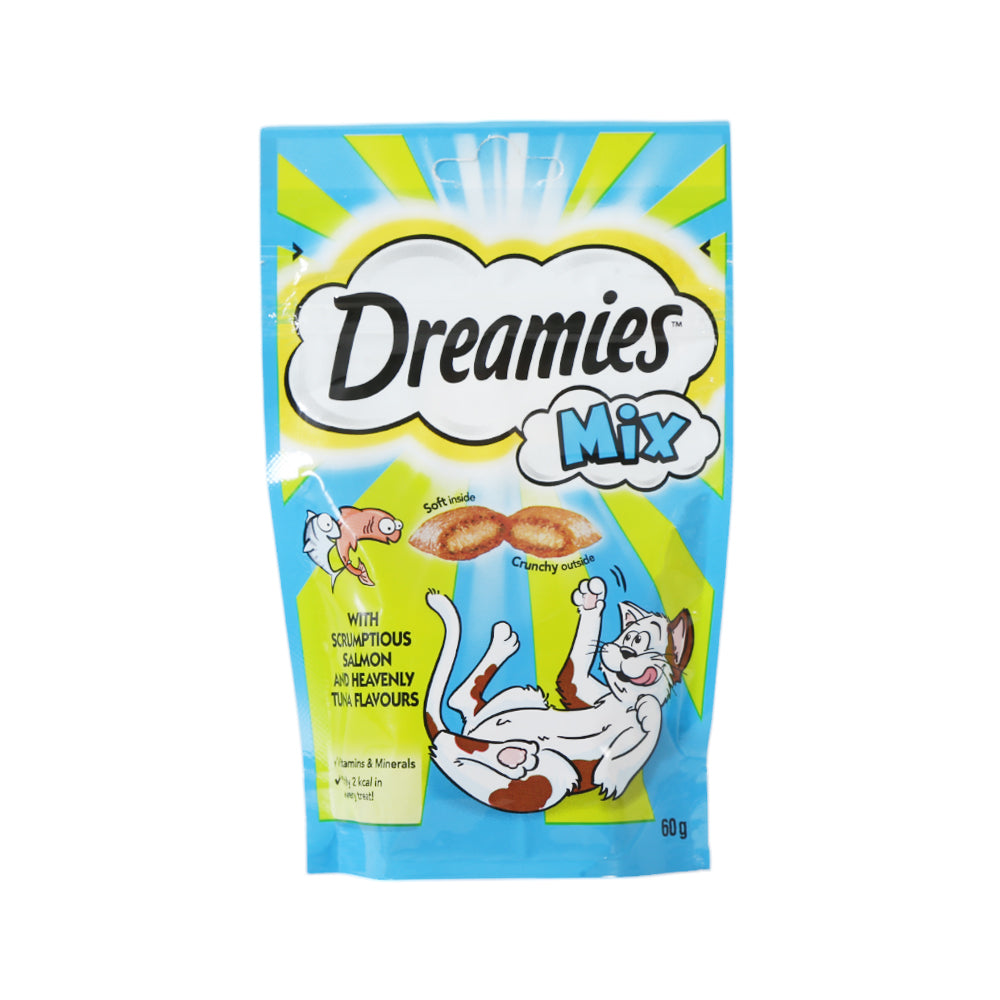 DREAMIES CAT FOOD SCRUMPTIOUS SALMON AND TUNA 60 GM