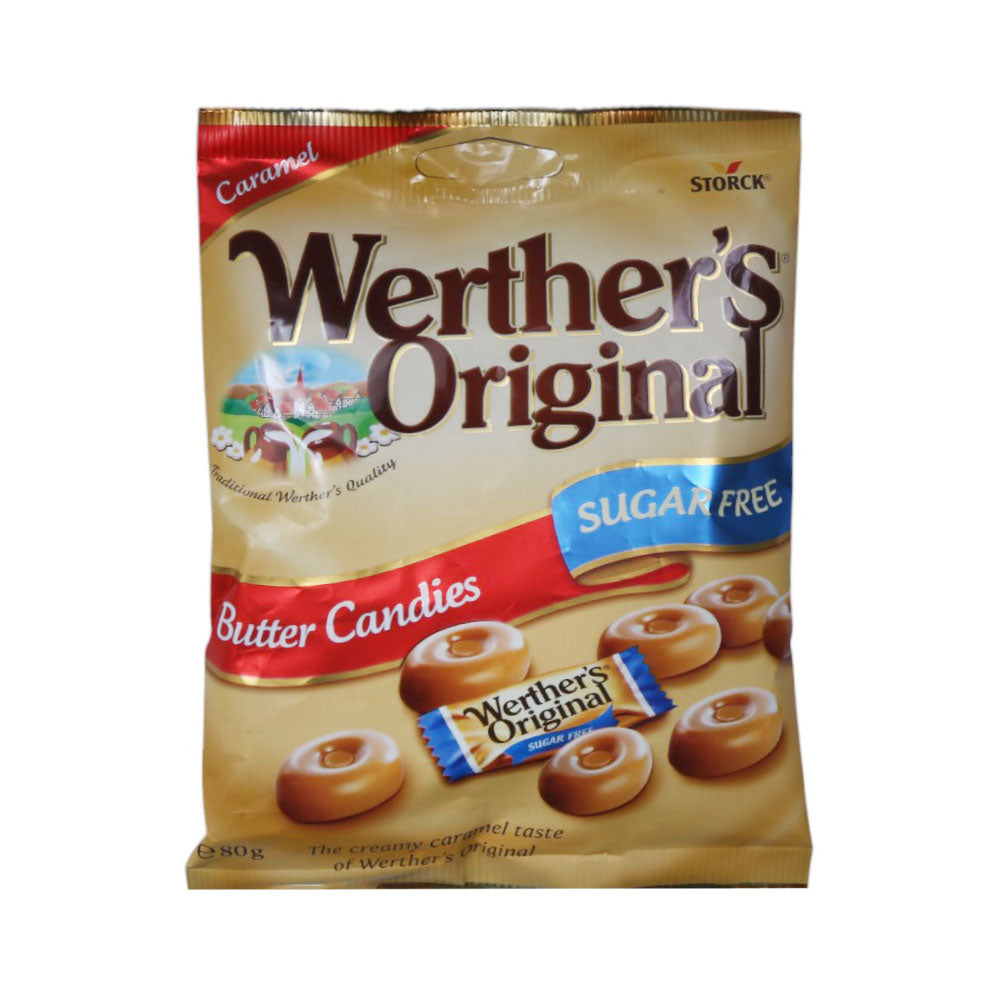 WERTHERS ORIGINAL BUTTER CANDIES SUGAR FREE POUCH 80 GM