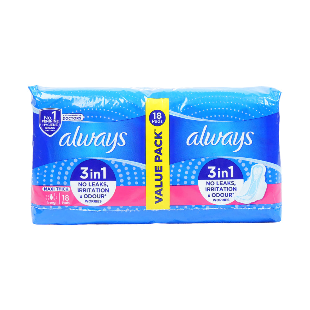 Always Pads Maxi Thick Long Value Pack 18pcs – Al-Fatah