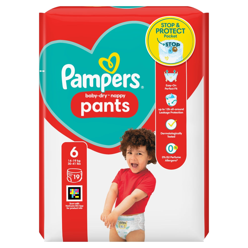 PAMPERS NAPPY PANTS BABY DRY SIZE 6 19PC