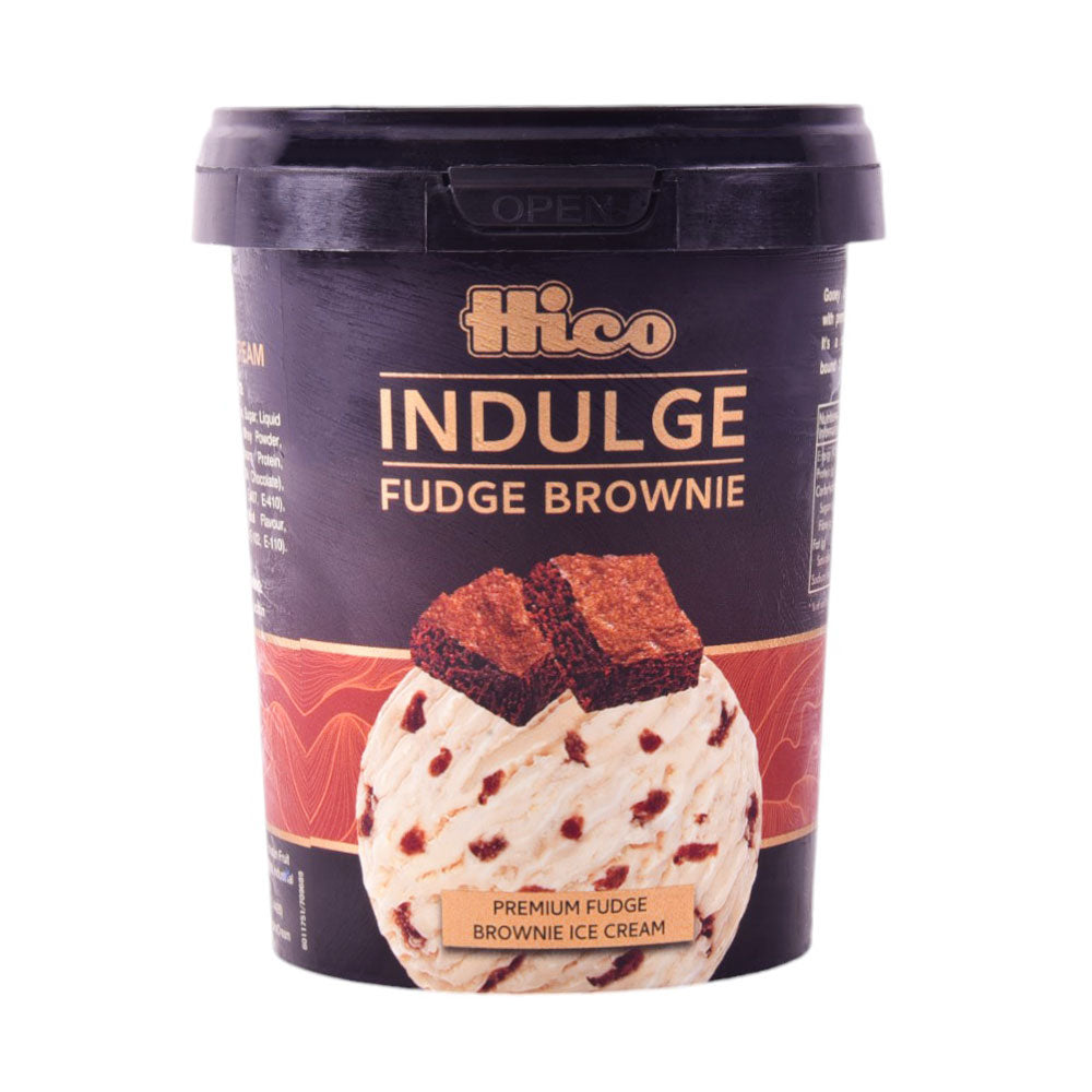 HICO INDULGE FUDGE BROWNIE ICE CREAM 500 ML