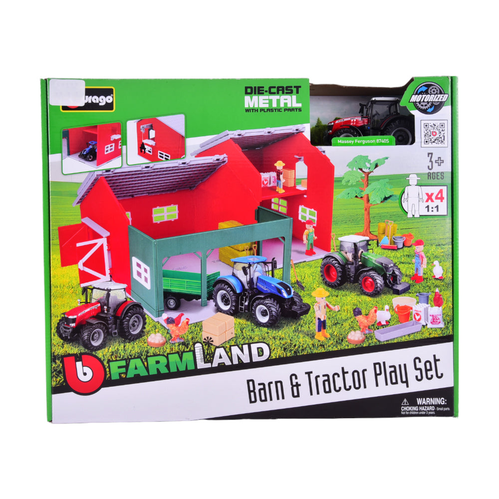 31684 BURAGO DIE CAST FARM SET W-TRACTOR CAR