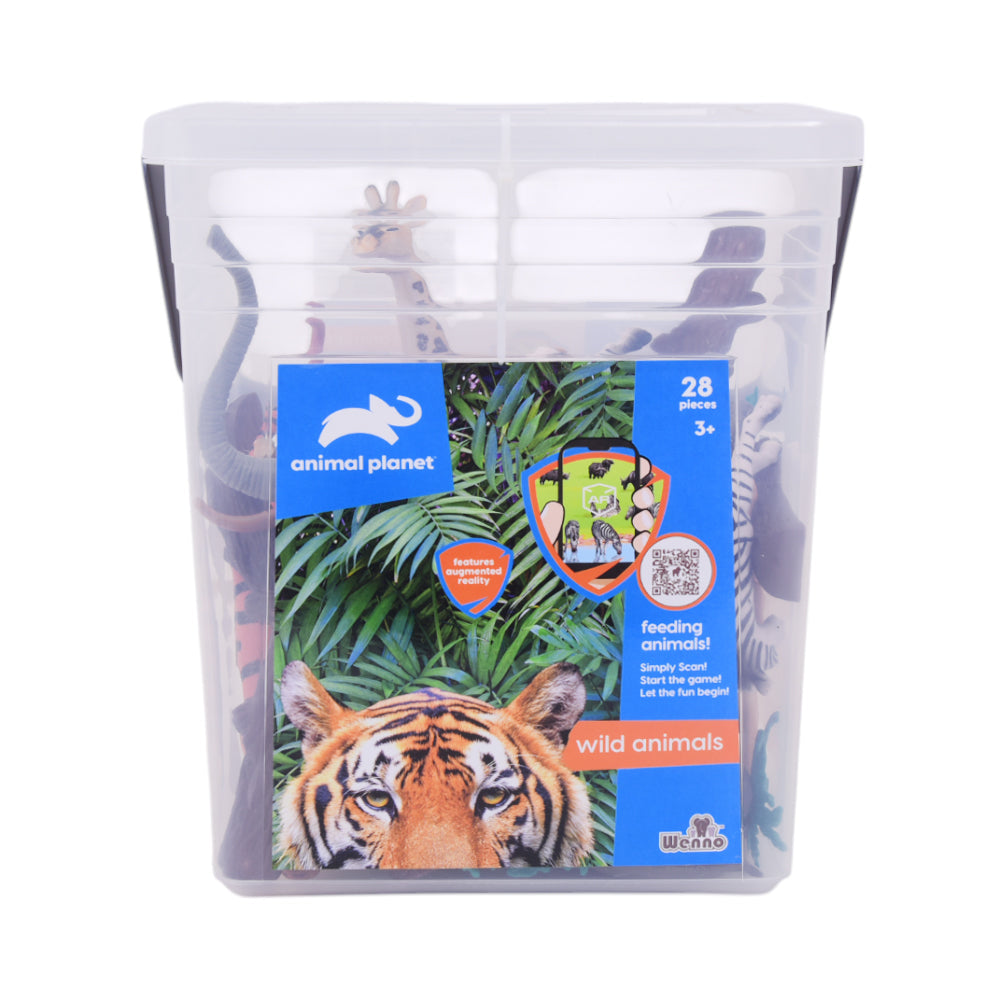 D6809 28 PCS WILD ANIMALS PLAYSET IN SQUARE BUCKET