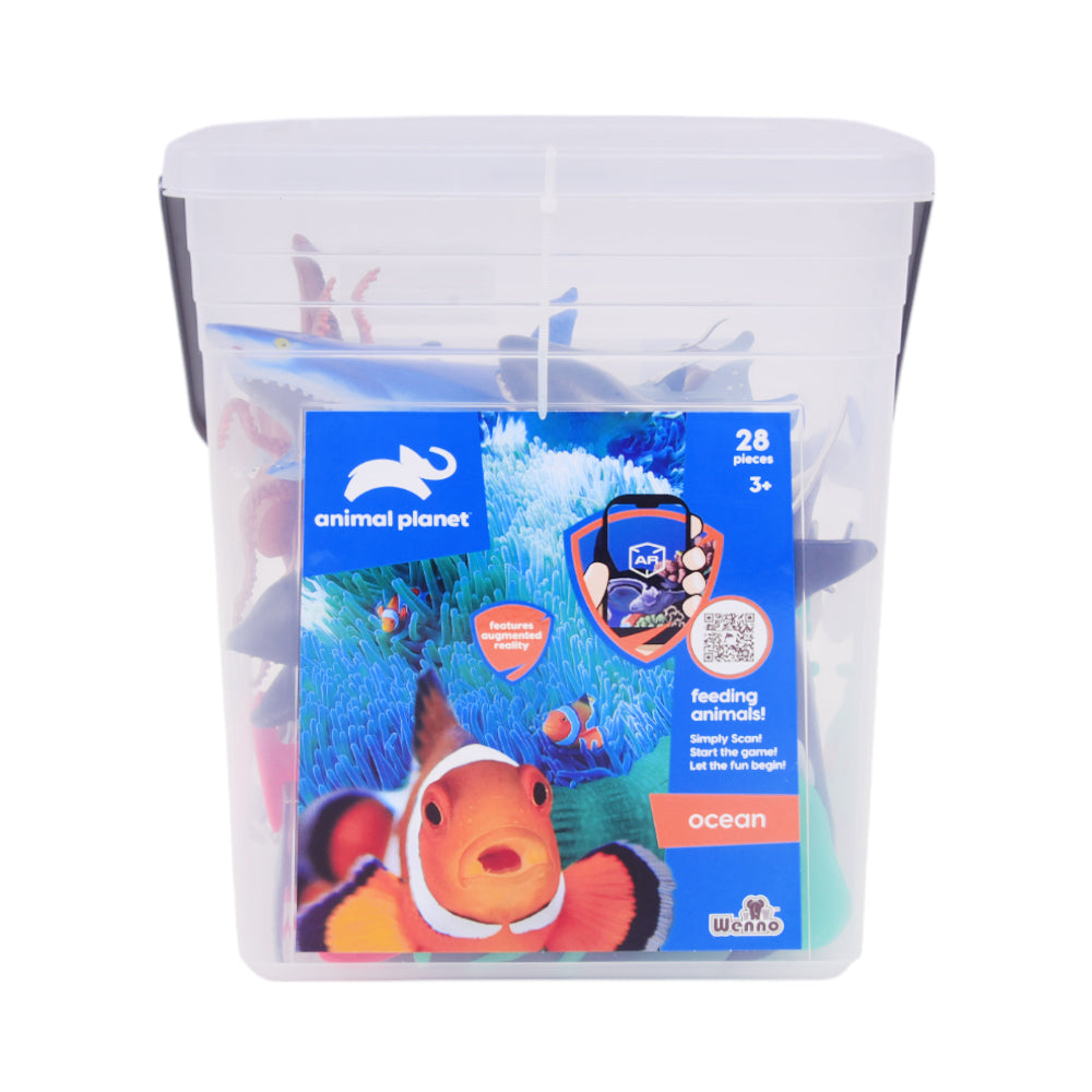 D6810 28 PCS OCEAN ANIMALS PLAYSET IN SQUARE BUCKET