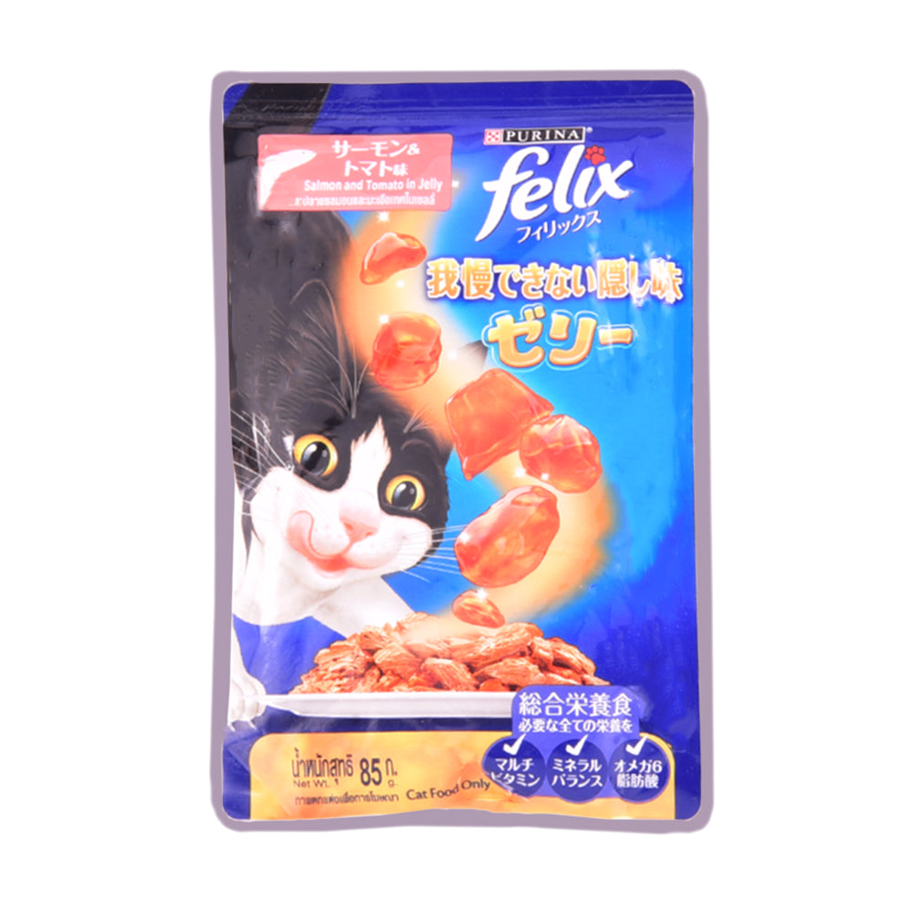 PURINA FELIX CAT FOOD SALMON & TOMATO IN JELLY 85G