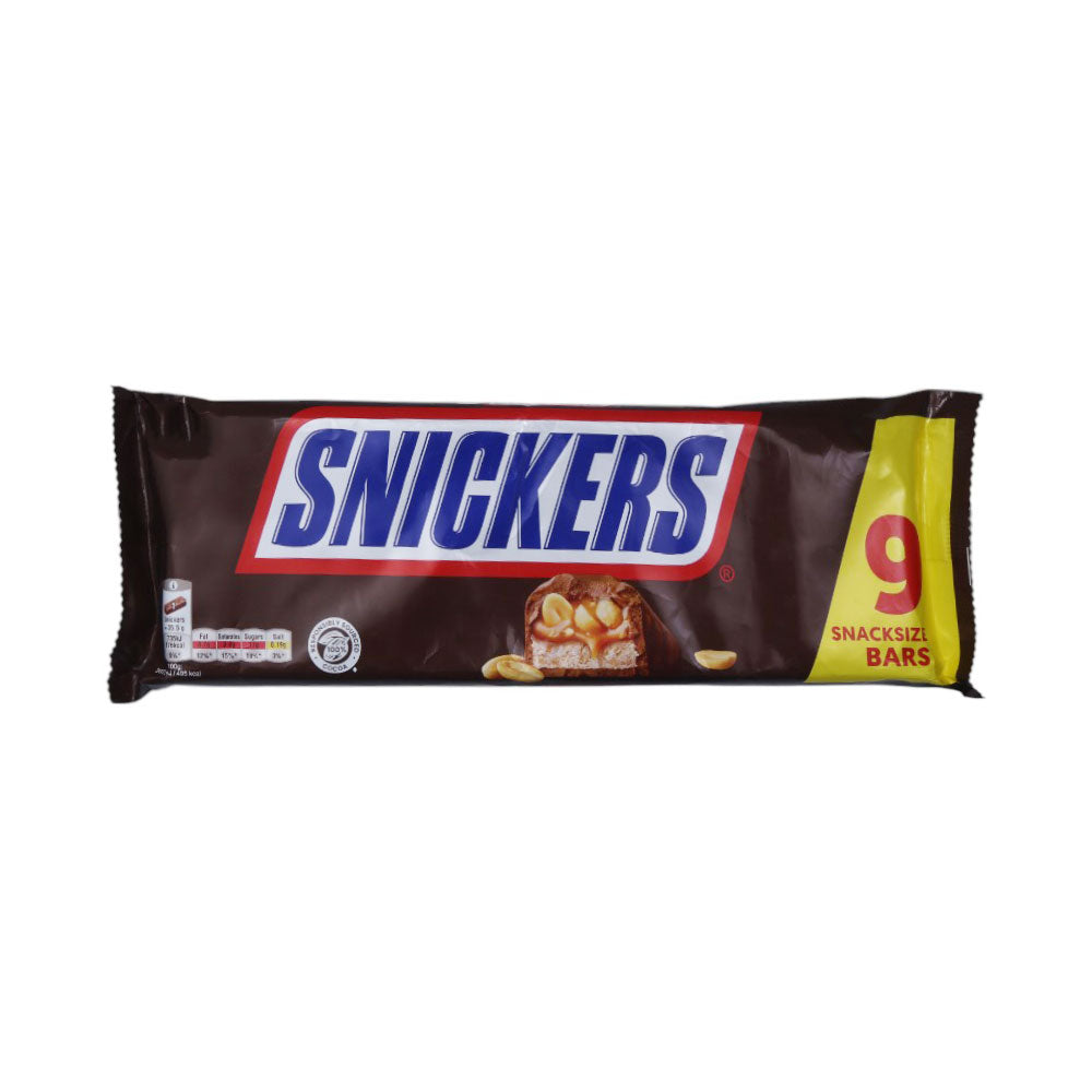 SNICKERS CHOCOLATE 9 BARS SNACK SIZE PACK 319.5 GM