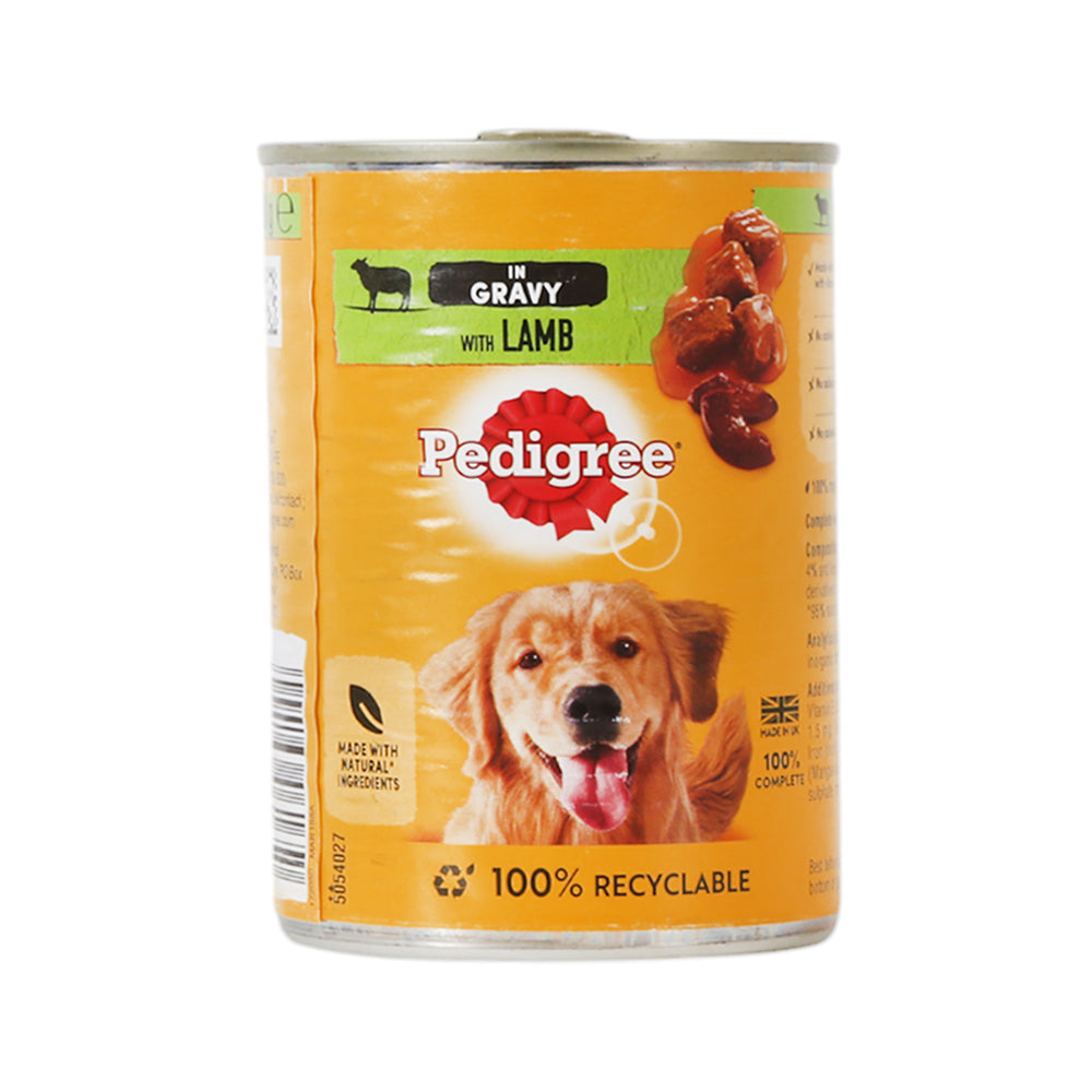 PEDIGREE DOG FOOD LAMB & LIVER MIX IN GRAVY TIN 400 GM
