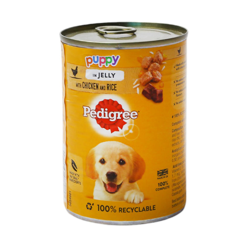 PEDIGREE DOG FOOD PUPPY CHICIKEN RICE TIN 400 GM