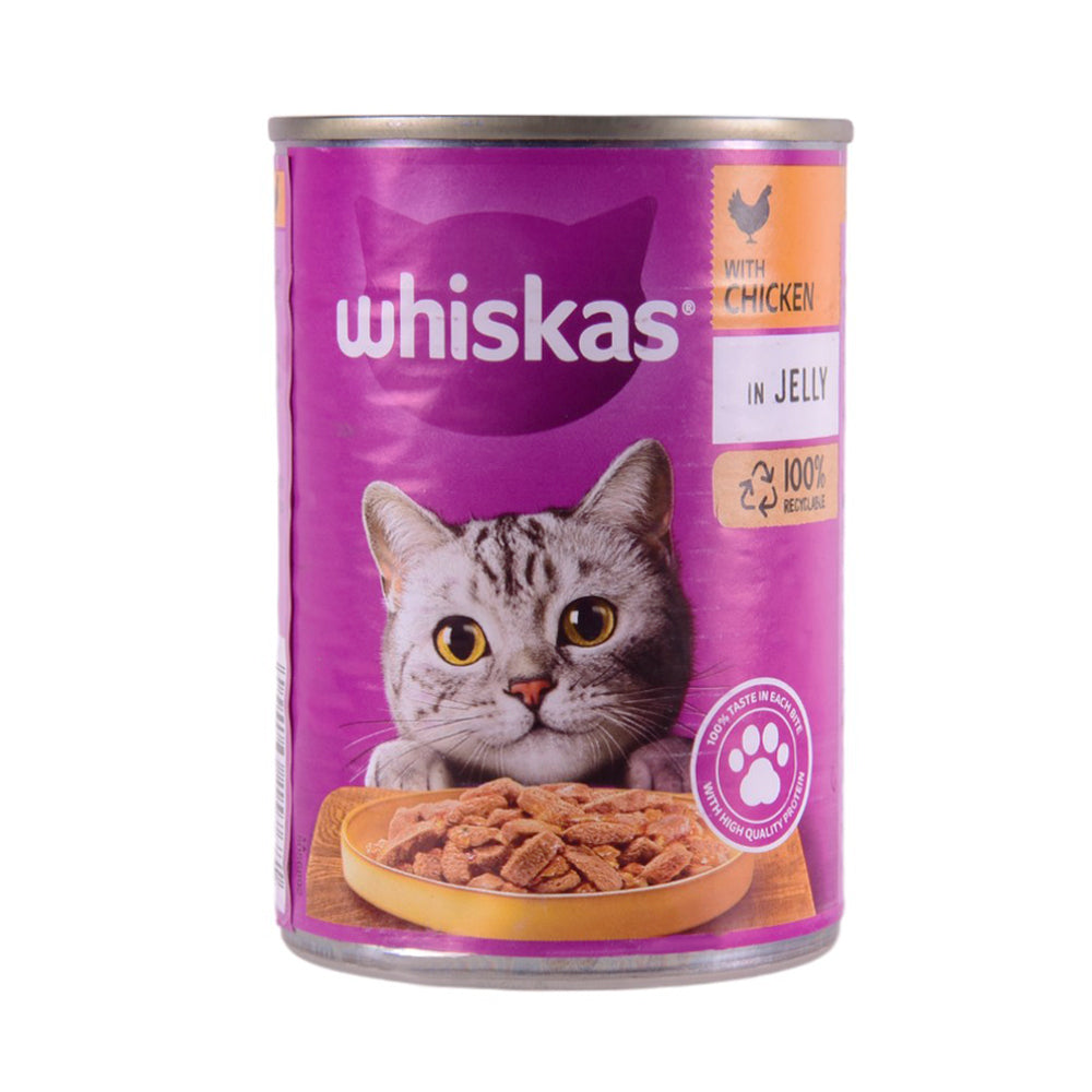 WHISKAS CAT FOOD JELLY CHICKEN IN JELLY TIN 400 GM