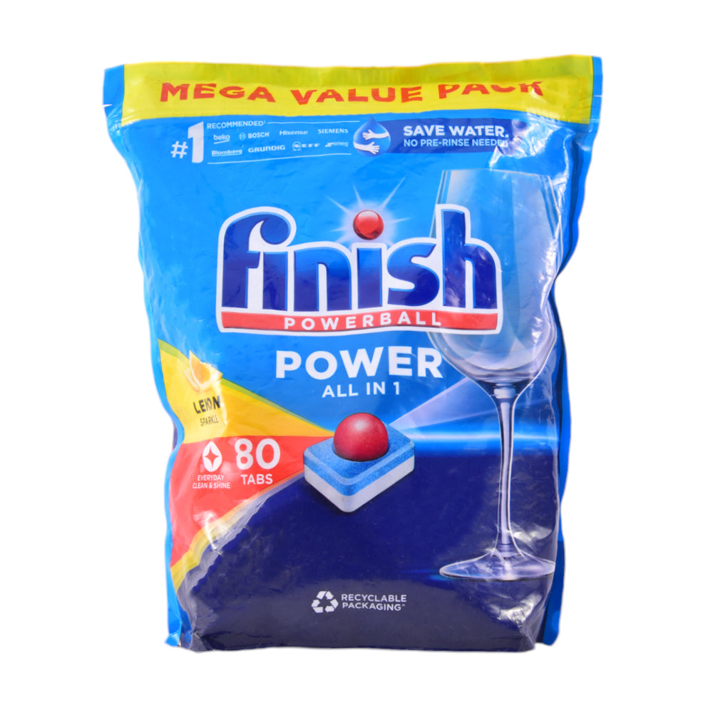 FINISH DISHWASH POWERBALL LEMON SPARKLE ALLIN1 80 TABS 1280