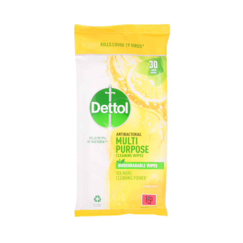 DETTOL MULTI PURPOSE WIPES CITRUS ZEST 30PC