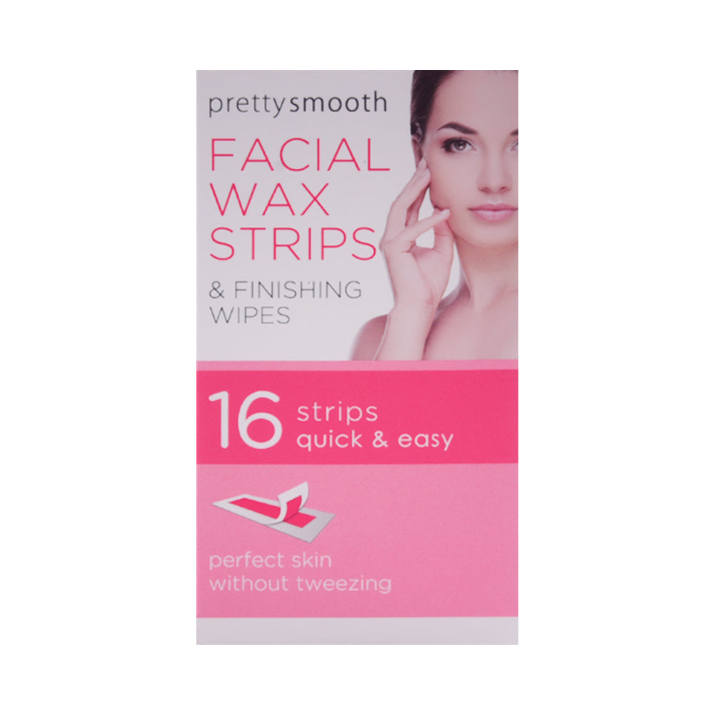 PRETTY SMOOTH FACIAL WAX STRIPS & FINISHING WIPES 16PC