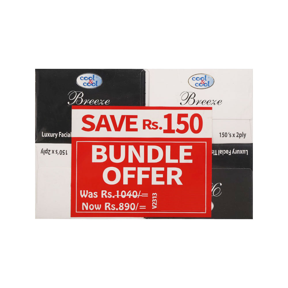 COOL & COOL BREEZE POP-UP TISSUES 150SX2PLY PROMO PACK