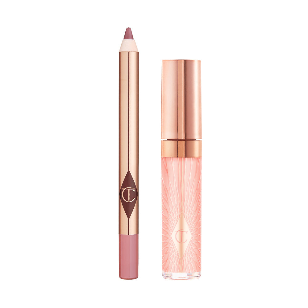 CHARLOTTE TILBURY GLOSSY FRESH PINK LIP DUO SET (PILLOW TALK