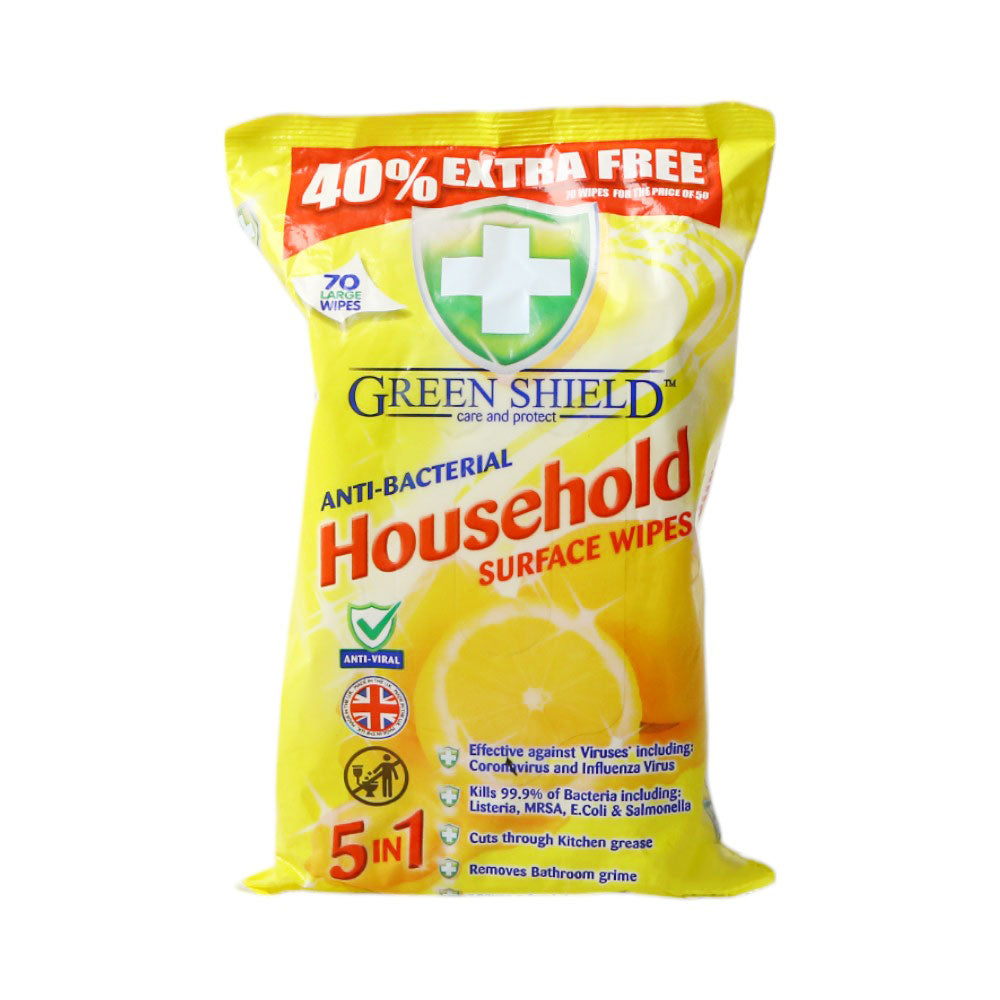 GREEN SHIELD WIPES HOUSE HOLD 5IN1 70 PC