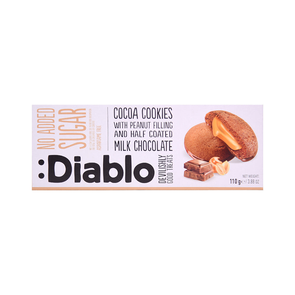 DIABLO COOKIES SUGAR FREE COCOA WITH PEANUT AND MILK COATED