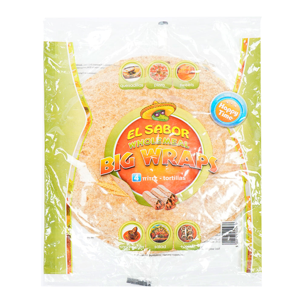 EL SABOR BIG WRAPS BREAD WHOLE MEAL 4 PC 245 GM