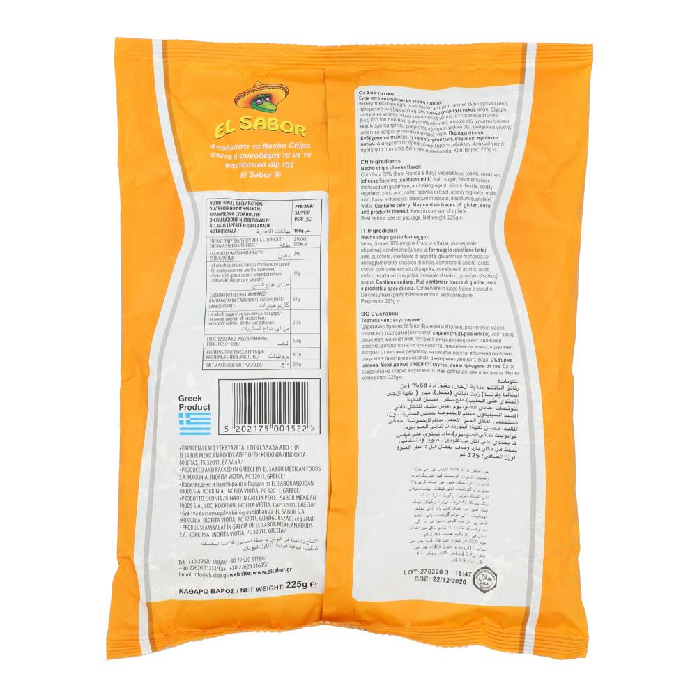 EL SABOR NACHO CHIPS CHEESE FLAVOR 225 GM