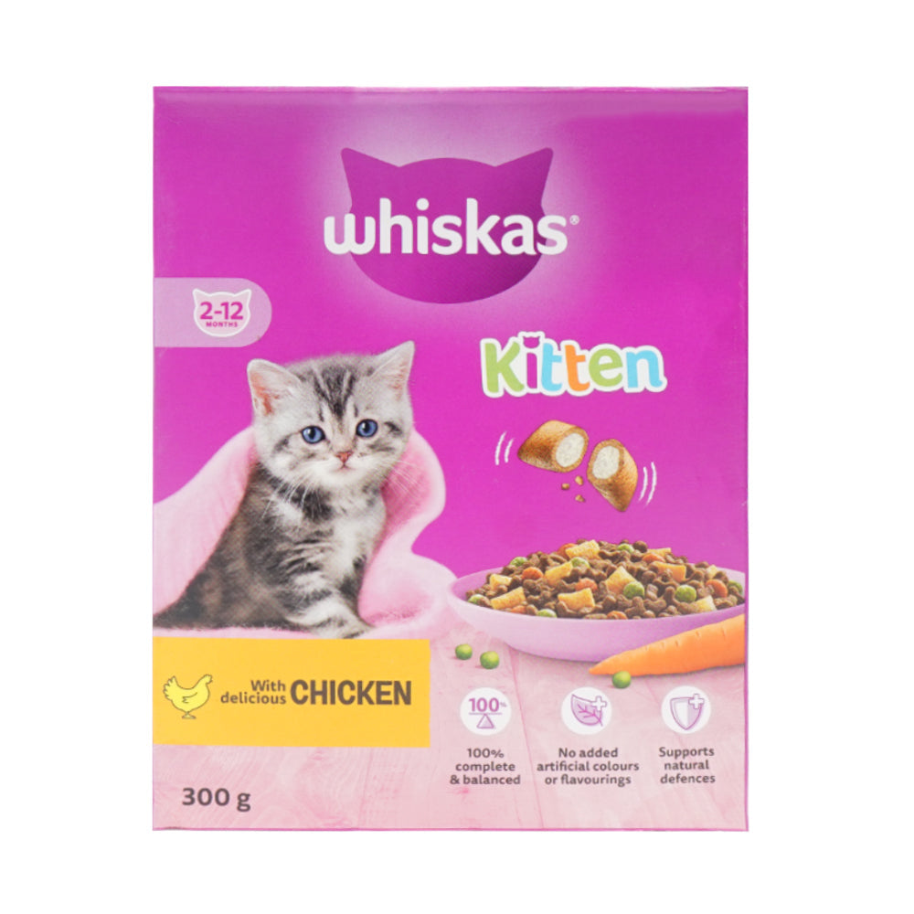 WHISKAS CAT FOOD KITTEN CHICKEN 2-12 MONTH 300 GM