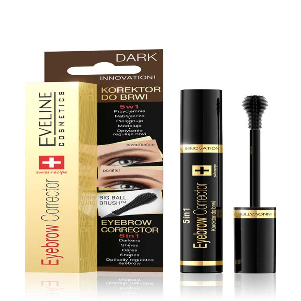 EVELINE EYEBROW CORRECTOR DAKR BROWN 9 ML