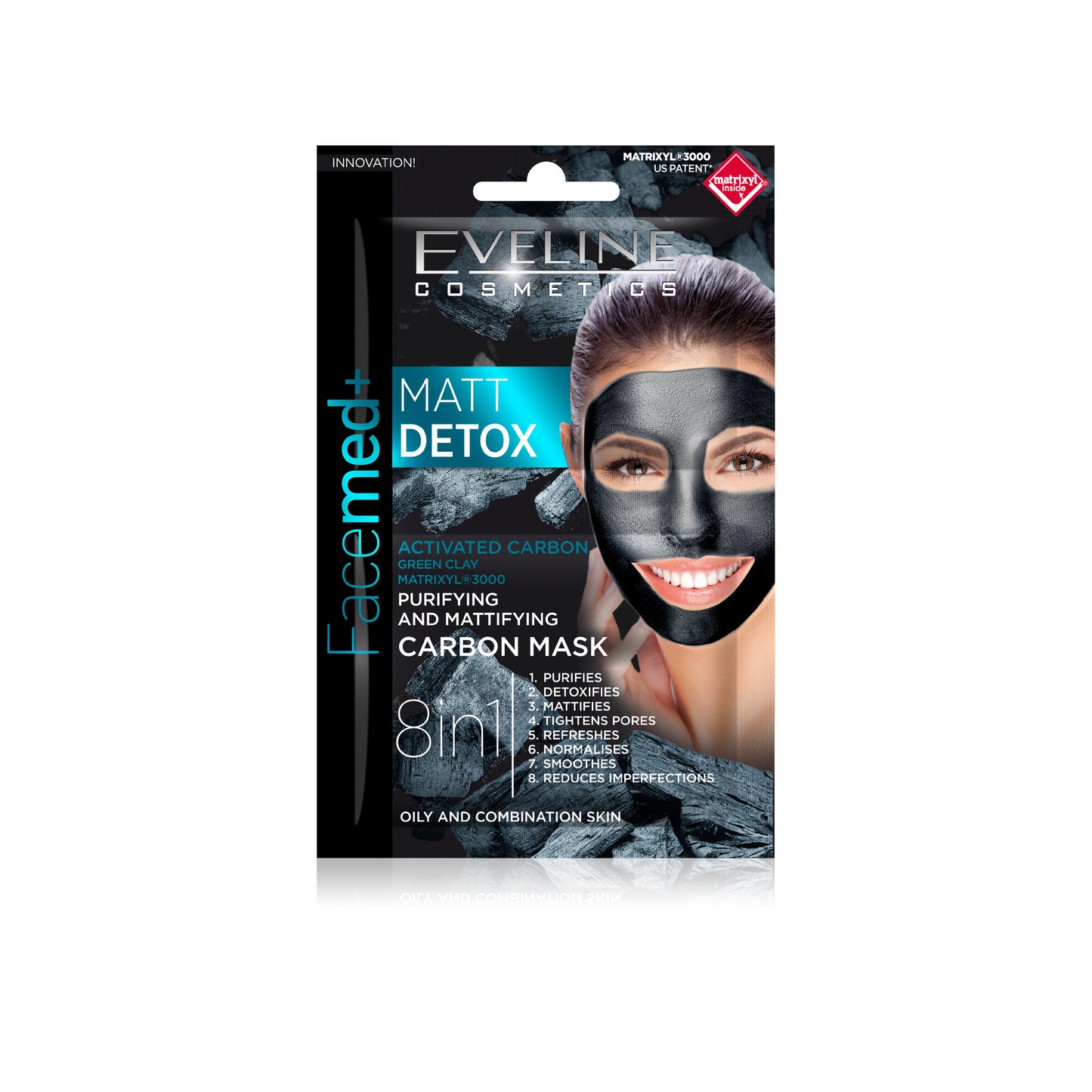 EVELINE FACEMED MATT DETOX CARBON MASK 8 IN 1 5ML