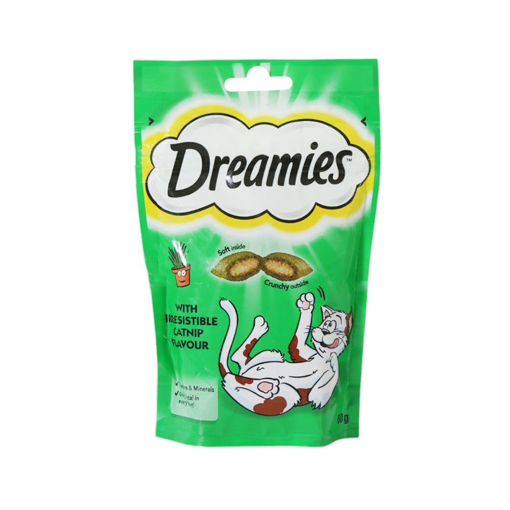 DREAMIES CAT FOOOD WITH IRRESISTIBLE CATNIP FLAVOUR 60 GM