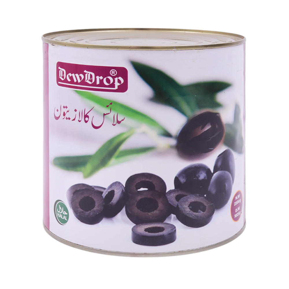 DEW DROP OLIVES BLACK SLICE TIN 2500 GM
