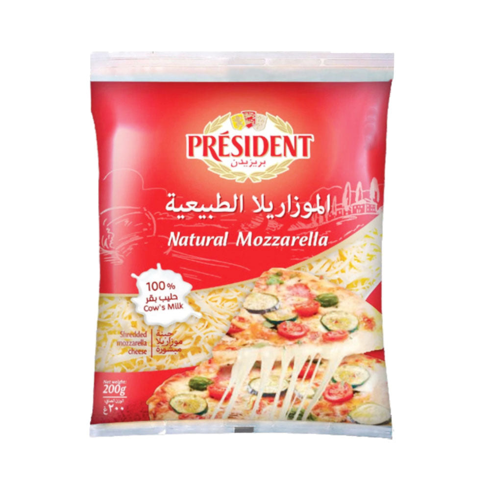 PRESIDENT NATURAL SHREDDED MOZZARELLA CHEESE 200G