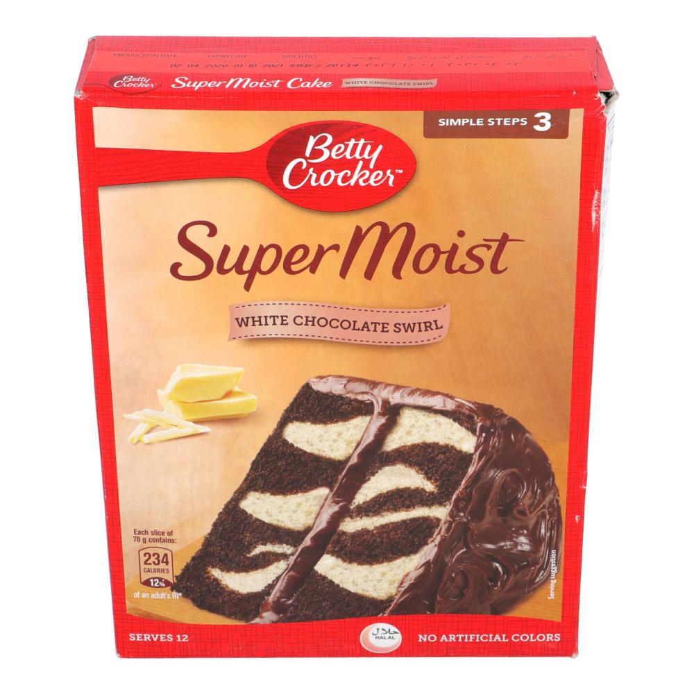 BETTY CROCKER CAKE SUPER MOIST WHITE CHOCOLATE SWIRL 500 GM