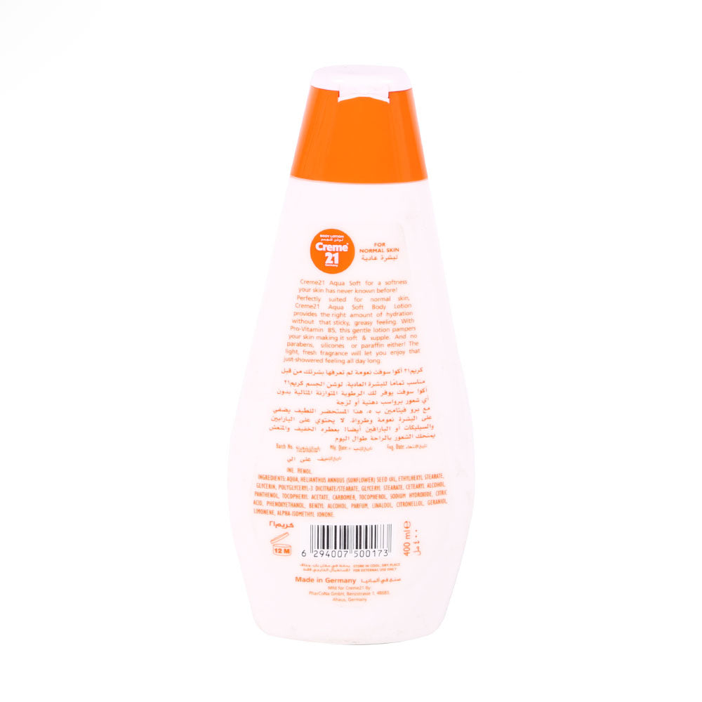 CREME 21 BODY LOTION AQUA SOFT PRO VITAMIN B5 400 ML
