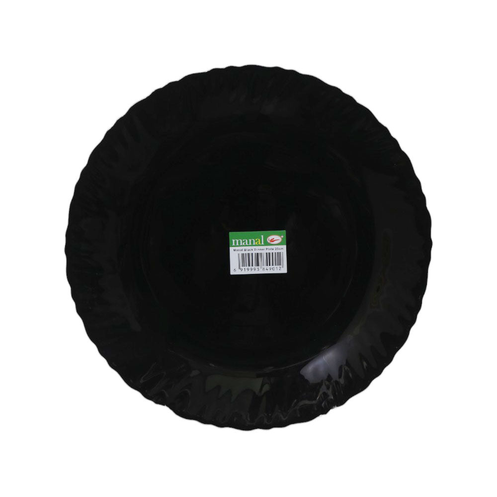 PLATE DINNER BLACK MANAL ROUND B0029