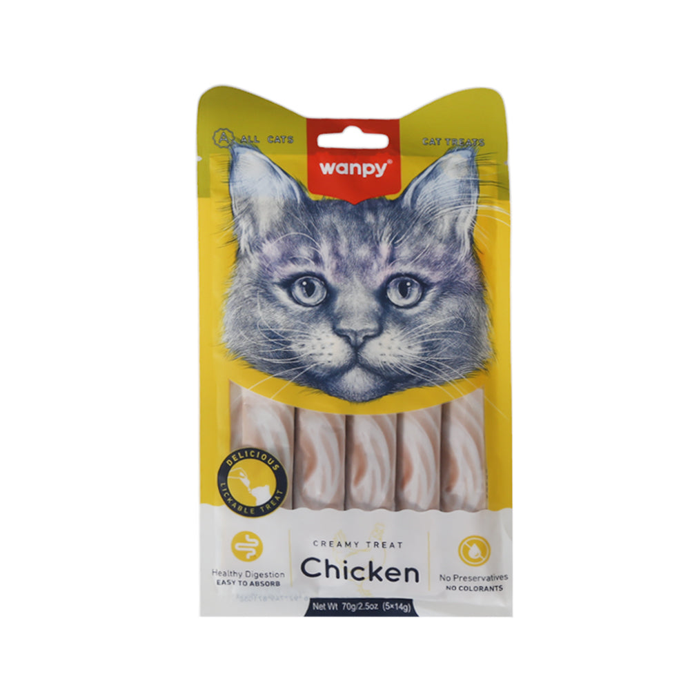 WANPY ADULT CAT CREAMY LICKABLE TREATS CHICKEN POUCH 70 GM