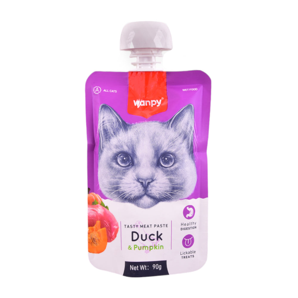 WANPY ADULT CAT TASTY MEAT PASTE DUCK & PUMPKIN POUCH 90 GM